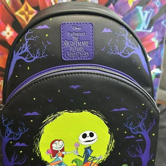 Loungefly The Nightmare Before Christmas Jack & Sally Pumpkins Mini Backpack NWT - Picture 6 of 6